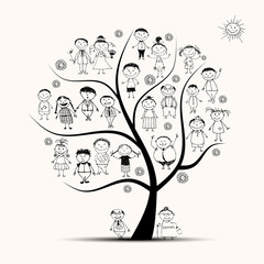 Family tree, relatives, people sketch