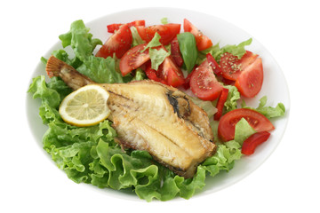 Fried red-fish with salad