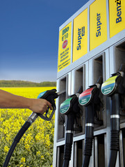 Man filling up his car with unleaded petrol