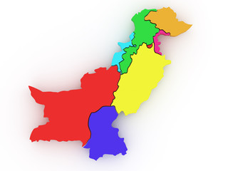 Three-dimensional map of Pakistan
