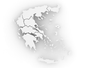 Three-dimensional map of Greece