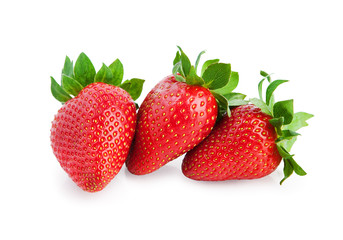 Fresh strawberries isolated on white background .