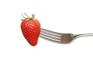 Strawberry on fork