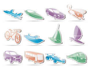 different kind of transportation and travel icons