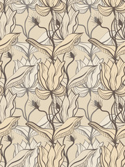 Fototapeta premium vector seamless background with abstract flowers