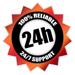 Star-shaped Sticker "24/7 Support - 100% Reliable"