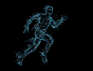 Obraz na płótnie Canvas Running man liquid artwork on black