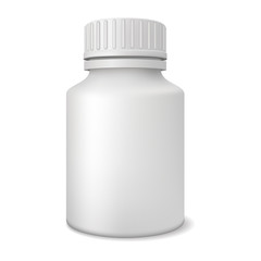 Blank medicine bottle realistic vector illustration.