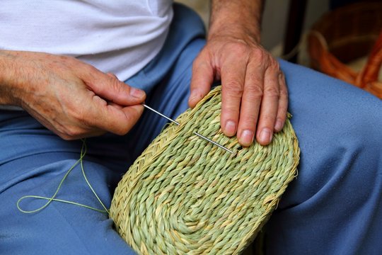 Craftsman Sewing Basket Esparto Grass Weaver