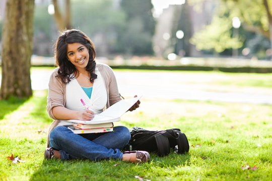 Asian student on campus