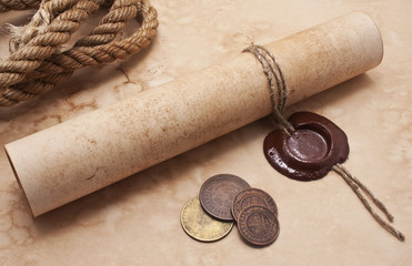 old paper with a wax seal