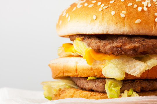 A burger. Unhealthy fast food