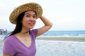 portrait of young woman at the sea