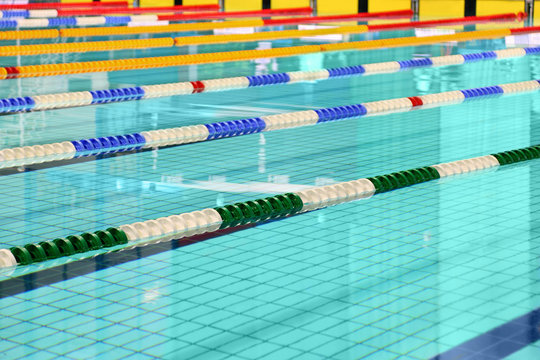 Lane are limited floats in  swimming pool