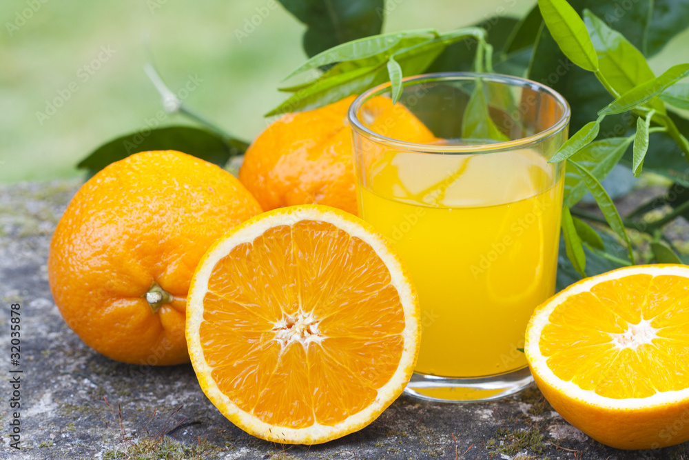 Sticker orange juice, health and balanced diet - Stickers