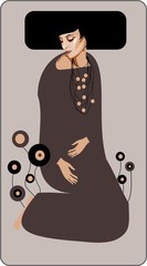 secesja - ilustracja siedzącej kobiety © bruniewska