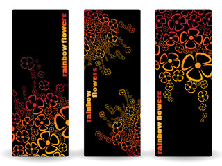 Three dark banners - rainbow flowers