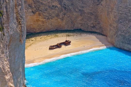 The Shipwreck beach at Zakynthos island in Greece