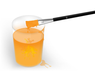 Brush and glass wit watercolor