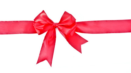 Gift red ribbon and bow isolated on white background