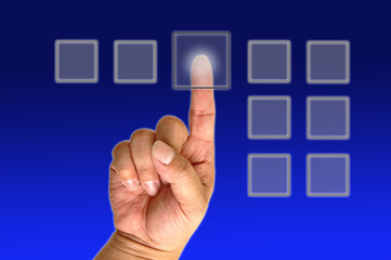 Hand pushing the button