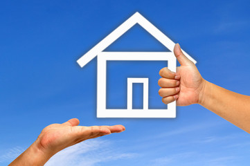Hand and icon house