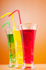 Colourful cocktail in glasses