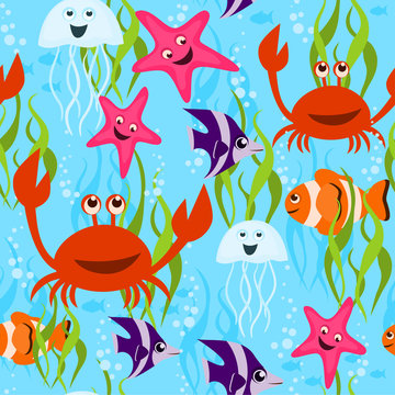 sea life seamless pattern