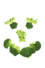 Pieces of Broccoli Arranged in Shape of Face