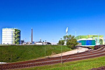 Fototapeta na wymiar Industry park with silo and chimney