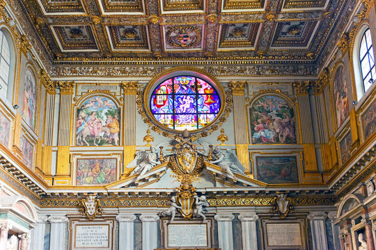 Italy.Rome.stained-glass windows in church Santa Maria maggiore