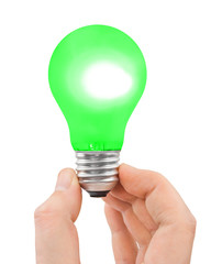 Hand with green bulb
