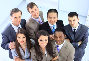 Top view of business people with their hands together