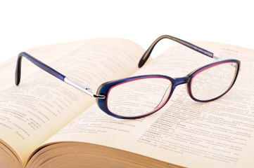 glasses on a book