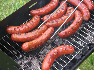Sausages on the grill