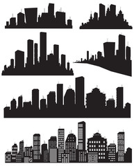 Naklejka premium Set of vector cities silhouette