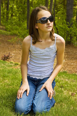 Preteen Girl Outside with Sunglasses