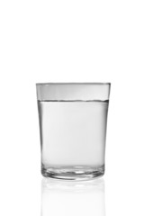 Glass with water on white background