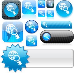 Global search blue high-detailed icons.