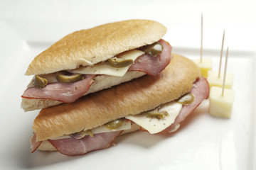 sandwiches with ham cheese and olives