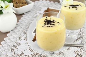 Sweet vanilla pudding dessert