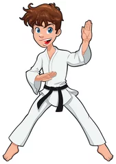 Wandaufkleber Young boy, Karate Player. Vector character © ddraw