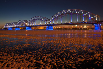 Railway bridge at night