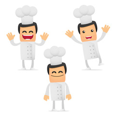 set of funny cartoon chef