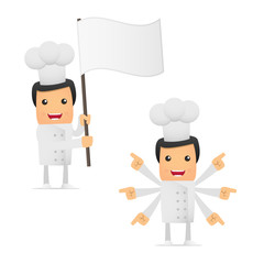set of funny cartoon chef
