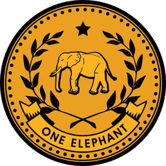 One Elephant coin, vector illustration