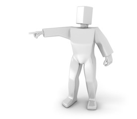 3D Man pointing forward