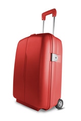 Red suitcase isolated on white background