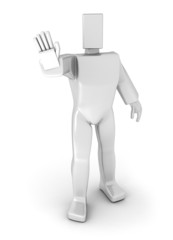3D man with Stop sign