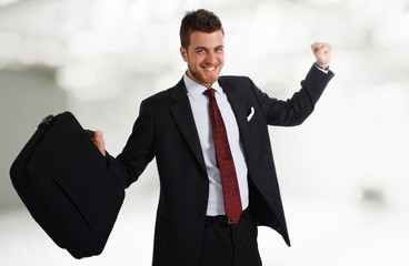 Victorious businessman